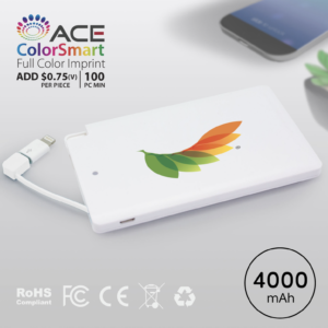 DARTMOUTH - 4000 mAh SLIM PORTABLE POWER BANK WITH CABLE
