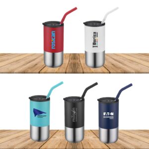 BRAZOS - 16 OZ DOUBLE WALL TUMBLER WITH STRAW